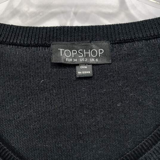 Topshop V-Neck Style Pullover Black Sweater Size 2 image number 3
