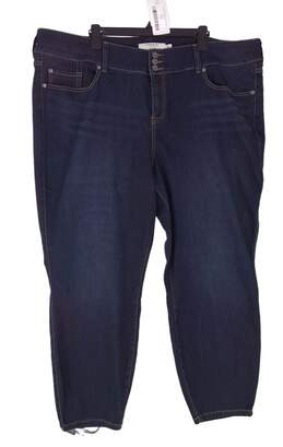 Womens Blue Solid Coin Pocket Straight Leg Zip Denim Jeans Size 4X