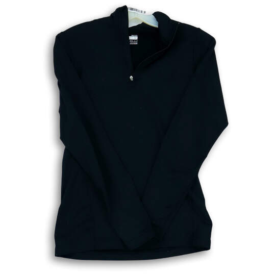 Womens Black Long Sleeve Quarter Zip Dri-Fit Classic Polo Shirt Size Medium image number 1