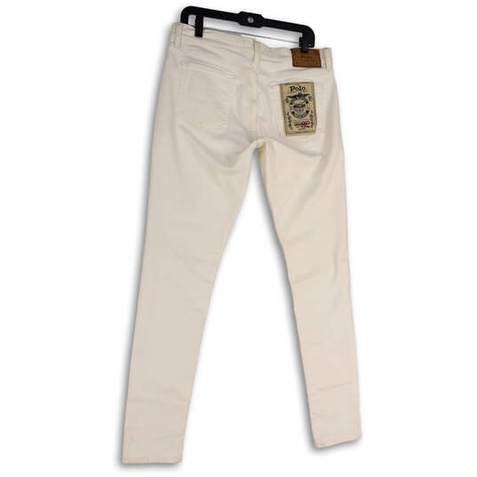 Womens White Denim Light Wash Pockets Stretch Skinny Leg Jeans Size 32 image number 2