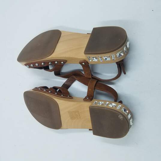 Miu Miu Suede Embellished Sandal Women's Sz 10 Tan image number 5