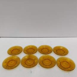 Bundle of 8 Tiara Exclusive Sandwich Daisy Amber Glass Saucers