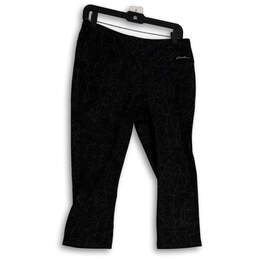 Womens Black Flat Front Straight Leg Regular Fit Cropped Pants Size L alternative image