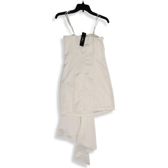 NWT Womens White Spaghetti Strap Sleeveless Asymmetrical Mini Dress Size XS image number 1