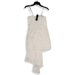 NWT Womens White Spaghetti Strap Sleeveless Asymmetrical Mini Dress Size XS