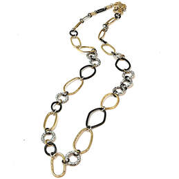 Designer Brighton Two-Tone Multiple Shape Engrave Large Link Chain Necklace alternative image