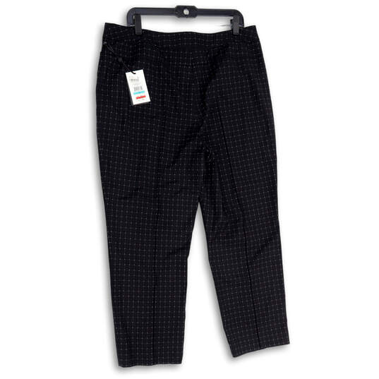 NWT Womens Black Check Flat Front Straight Leg Ankle Pants Size 16 image number 2