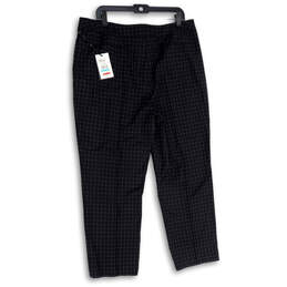 NWT Womens Black Check Flat Front Straight Leg Ankle Pants Size 16 alternative image