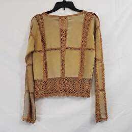 SMH Women Brown Crochet Leather Top S alternative image