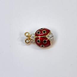 Designer Swarovski Gold-Tone Swan Retired Ladybug Crystal Red Enamel Brooch Pin alternative image