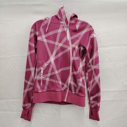 The North Face WM's Pink& Stripe Pattern Fleece Hoody Jacket Size M