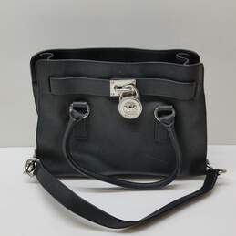 Michael Kors Hamilton Black Leather Satchel Bag alternative image
