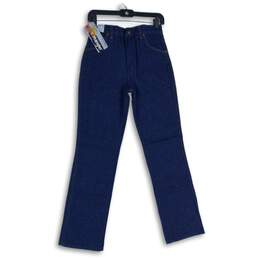 NWT Wrangler Womens Blue Denim Dark Wash 5-Pocket Design Straight Jeans Size 16R