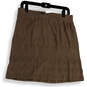 Womens Brown Knitted Elastic Waist Knee Length Pull-On A-Line Skirt Size M image number 2