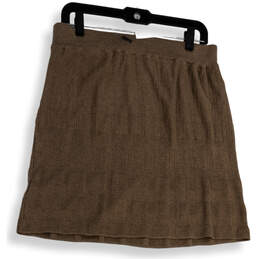 Womens Brown Knitted Elastic Waist Knee Length Pull-On A-Line Skirt Size M alternative image