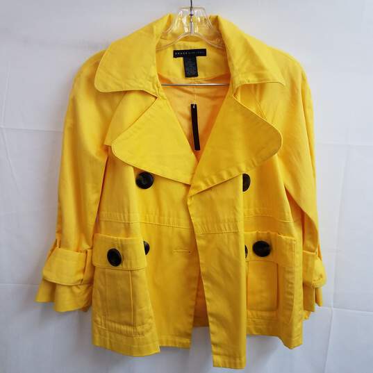 Bright yellow double breasted trench jacket women's 6 image number 1