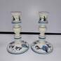 Hand Painted Delft Holland Candle Holders & Pitcher 3pc Lot image number 2