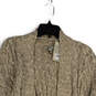 NWT Womens Tan Cable-Knit Long Sleeve Open Front Cardigan Sweater Size L image number 3