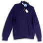 NWT Womens Blue Mock Neck Quarter-Zip Long Sleeve Pullover Sweater Size M image number 1