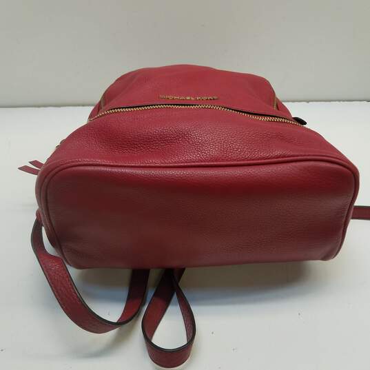 Michael Kors Leather Rhea Zip Medium Backpack Red image number 7