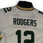 Mens White Green Bay Packers Aaron Rodgers #12 Jersey Size Medium image number 4