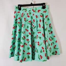Mandie Bee Women's Mint Green Cherry Print Skirt Z L NWT