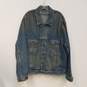 Mens Blue Collared Long Sleeve Button Front Denim Trucker Jacket Size 50 image number 1