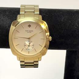 Designer Kate Spade Gold-Tone Water Resistant Round Analog Quartz Wristwatch