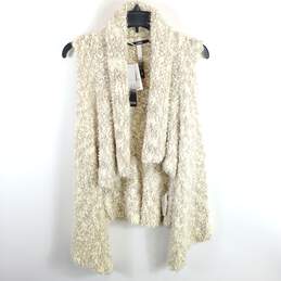 Kensie Women Ivory Faux Fur Drape Vest L NWT