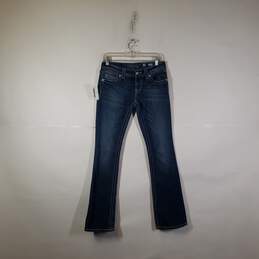 Womens Dark Wash Regular Fit Stretch Denim Bootcut Leg Jeans Size 28