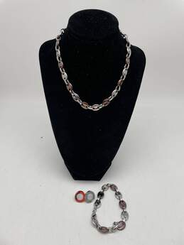 Set Of 3 Pieces Womens Chain Necklace Bracelet & Earrings 91.3g J-0525599-D