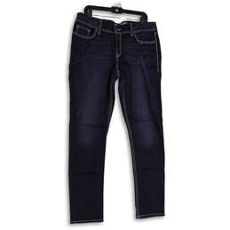 Womens Blue Denim Medium Wash 5-Pocket Design Straight Leg Jeans Size 33L