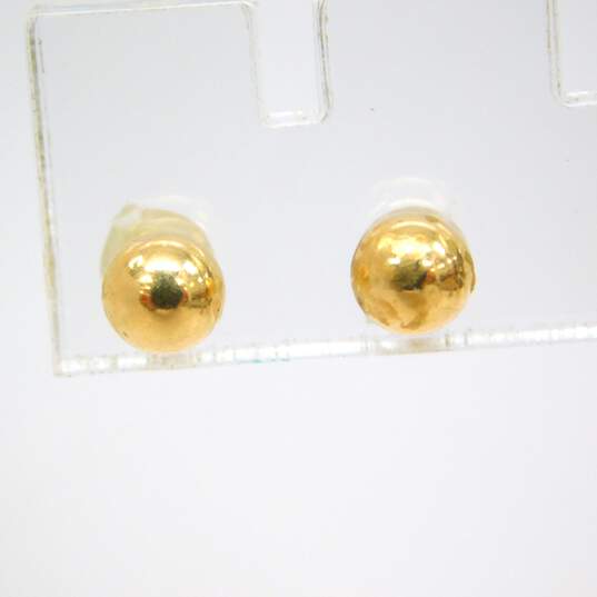 Elegant 14K Yellow Gold Citrine & Ball Stud Earrings 1.7g image number 2
