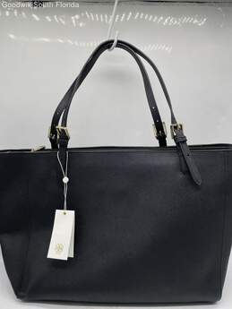Tory Burch Womens Black Leather Adjustable Double Handles Tote Handbag With Tag alternative image