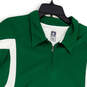 Womens Green White Short Sleeve Spread Collar 1/4 Zip Polo Shirt Size XXL image number 3