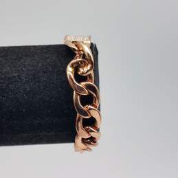 Joan Rivers Copper Tone Crystal Curb Link Signet 7 1/2" Bracelet w/Box 36.6g alternative image