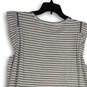 Womens Gray White Striped Round Neck Knee Length Shift Dress Size XL image number 4