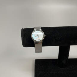 Designer Skagen Denmark Silver-Tone White Round Dial Analog Wristwatch