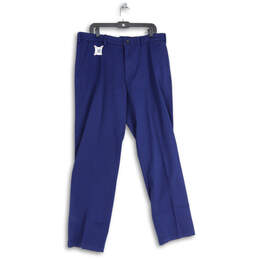 NWT Mens Blue Flat Front Sport Flex Straight Fit Dress Pants Size 36x32