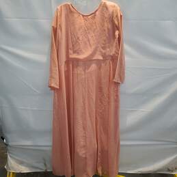 Unbranded Pink Floral Embroidered Long Sleeve Dress No Size alternative image