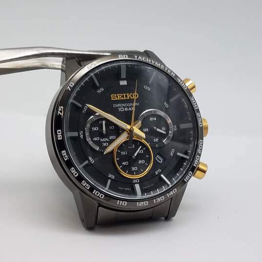 Seiko 50th Anniversary Special Ed 971895 45mm N.R. 10 Bar St. Steel w/Black ION-Finish Chronograph Multi Dial Watch 138g image number 1