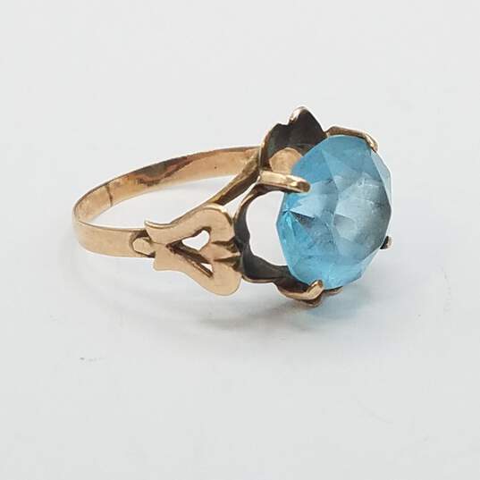 10K Gold Blue Gemstone Sz 7 1/2 Ring 2.7g image number 3
