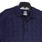 Womens Blue Plaid Short Sleeve Spread Collar Polo Shirt Size Large image number 3