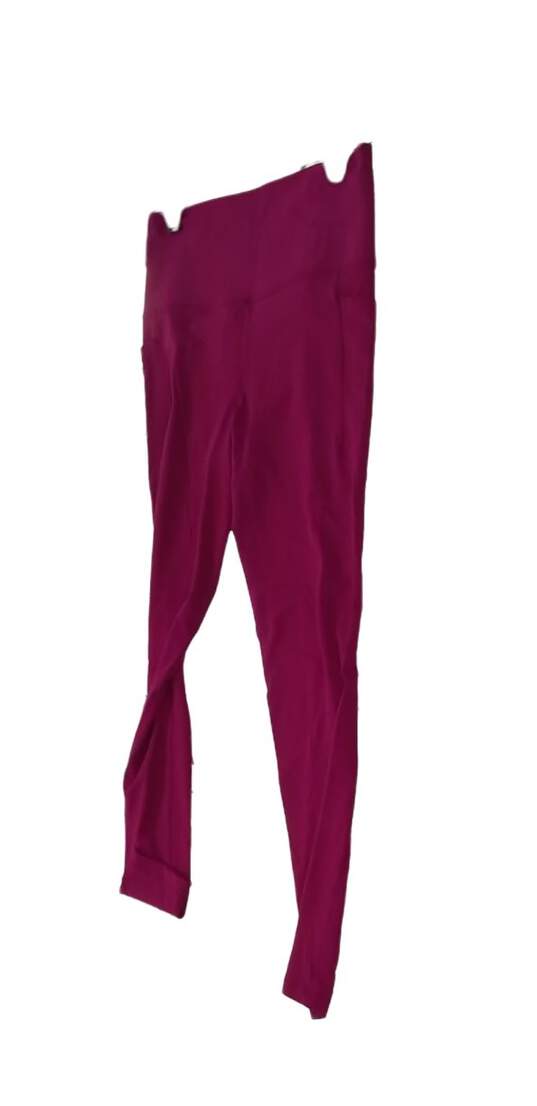 Women's Pink Stretch Elastic Waist Activewear Compression Leggings Size Small image number 3