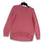 Womens Pink Crew Neck Long Sleeve Knitted Pullover Sweater Size Small image number 1