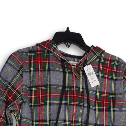 NWT Womens Multicolor Plaid Long Sleeve Hooded Full-Zip Jacket Size M Reg image number 3