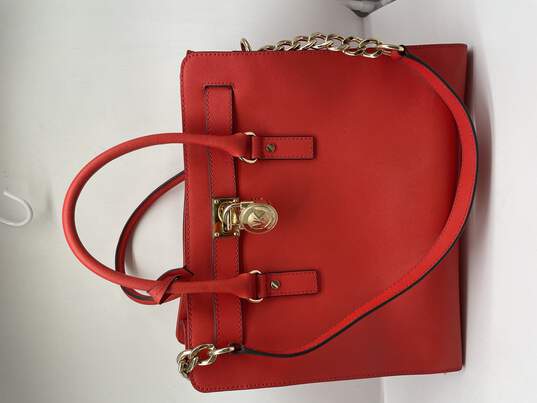 Womens Hamilton Red Saffiano Leather Double Handle Chain Strap Tote bag image number 1
