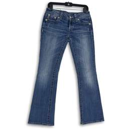 Womens Blue Denim Medium Wash 5-Pocket Design Bootcut Jeans Size 28