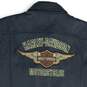 Harley Davidson Mens Black Leather Collared Flap Pocket Sleeveless Vest Size L image number 4