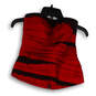Womens Red Lace Pleated Strapless Back Zip Tube Blouse Top Size Small image number 1